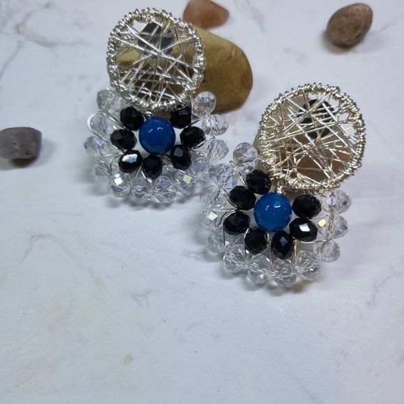 NEW handmade crystal and silver plated earrings - Picture 3 of 5